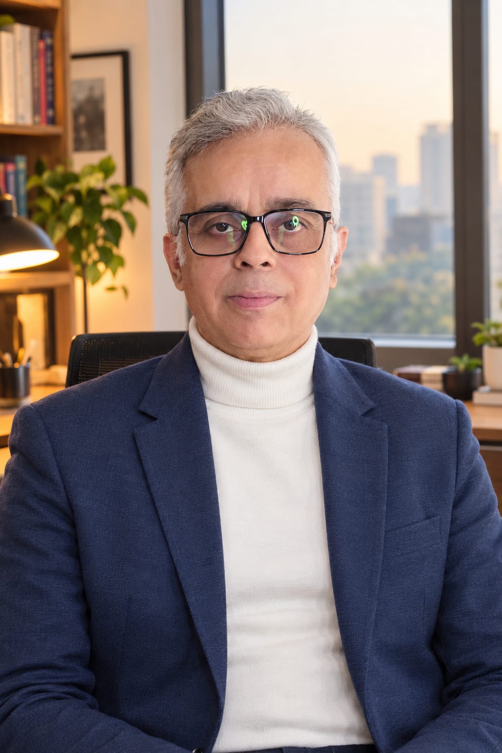 Amit Nand Mohla, HR leader and executive coach, seated in his study